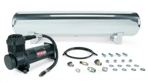 27806 | Air Lift Performance 4 Gal. Polished Tank w/ Viair 444c black compressor, 1/4" & 3/8" fittings & tank mounting hardware