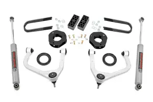 110430 | Rough Country 3.5 Inch Lift Kit For Chevy Silverado 1500 | Aluminum Finish, Strut Spacers With N3 Rear Shocks
