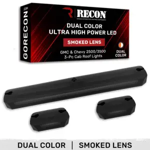 Recon Truck Accessories - 264156BKDCHP | Recon 3-Piece Cab Roof Lights Kit Ultra-High Power Dual-Color (Amber or White) LED Function Smoked Lens (2007-2014 Silverado, Sierra 2500 HD, 3500 HD) - Image 2