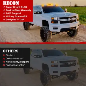 Recon Truck Accessories - 264156BKDCHP | Recon 3-Piece Cab Roof Lights Kit Ultra-High Power Dual-Color (Amber or White) LED Function Smoked Lens (2007-2014 Silverado, Sierra 2500 HD, 3500 HD) - Image 10