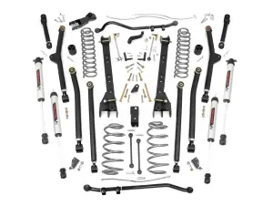Rough Country - 66370 | Rough Country 4 Inch Lift Kit Jeep Wrangler TJ 4WD | Long Arm, V2 Monotube Shocks - Image 1