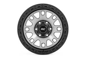 82170912M | Rough Country 82 Series Wheel | One-Piece / Machined Semi Gloss Black / 17x9 / 6x5.5 / -12mm