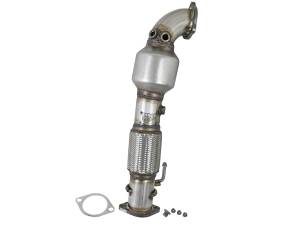 48-37001-1HC | AFE Power Twisted Steel Down Pipe 3 IN 304 Stainless Steel w/ Cat (2017-2019 Elantra L4-1.6L t)