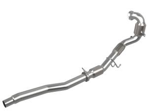 48-36411-1YC | AFE Power Twisted Steel Down Pipe 3 IN 304 Stainless Steel w/ Cat (2015-2019 Golf R L4-2.0L t)