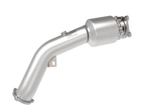 48-36410-YC | AFE Power Twisted Steel Down Pipe 3 IN 304 Stainless Steel w/ Cat (2009-2016 A4, A5 L4-2.0L t)