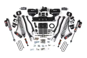 BDS1671PESB | BDS Suspension 4 Inch Lift Kit With 4 Link For Dodge Ram 3500 4WD | Diesel, Fox 2.5 Coil-Over Conversion Performance Elite, Rear Lift 2 Inch Black Kit With Overload Leaf, Front Fox 2.0 Hydro Bump Stop, 6 Bolt Indexing Ring