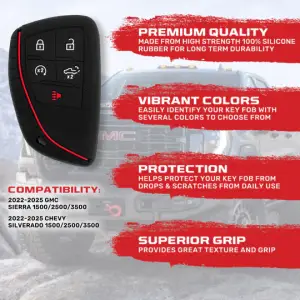 Recon Truck Accessories - 264002GM2BK | Recon Black Silicone Key Fob Cover (2022-2025 Silverado, Sierra 1500, 2500 HD, 3500 HD) - Image 3