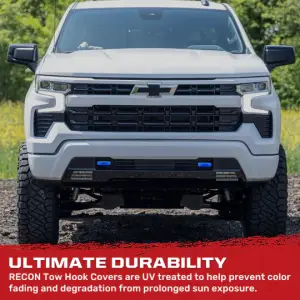 Recon Truck Accessories - 264004CHHDBL | Recon Blue Tow Hook Covers 2-Piece Set of Silicone Covers (2020-2025 Silverado 2500 HD, 3500 HD) - Image 5