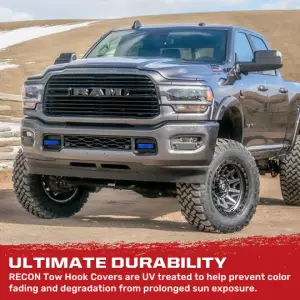 Recon Truck Accessories - 264004DGHDBL | Recon Blue Tow Hook Covers 2-Piece Set of Silicone Covers (2021-2024 Ram 2500, 3500) - Image 7