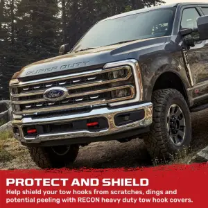 Recon Truck Accessories - 264004FSDRD | Recon Red Tow Hook Covers 2-Piece Set of Silicone Covers (2017-2023 F250, F350 Super Duty) - Image 9
