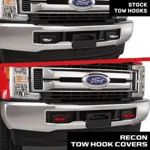 Recon Truck Accessories - 264004FSDRD | Recon Red Tow Hook Covers 2-Piece Set of Silicone Covers (2017-2023 F250, F350 Super Duty) - Image 6