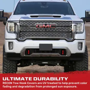 Recon Truck Accessories - 264004GMHDRD | Recon Red Tow Hook Covers 2-Piece Set of Silicone Covers (2020-2025 Sierra 2500HD, 3500 HD) - Image 8