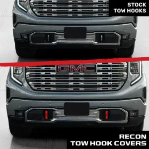 Recon Truck Accessories - 264004GMHDRD | Recon Red Tow Hook Covers 2-Piece Set of Silicone Covers (2020-2025 Sierra 2500HD, 3500 HD) - Image 6