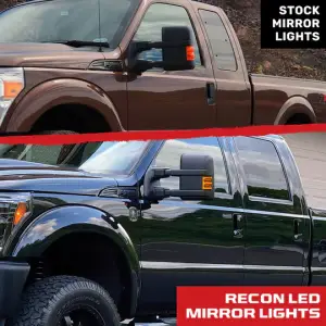 Recon Truck Accessories - 264140BKS | RECON Side Mirror Lenses (2-Piece Set) Ultra High Power Amber Running Lights & Scanning Amber Turn Signals Smoked Lens (2008-2016 F250, F350 Super Duty) - Image 8