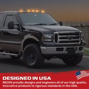 Recon Truck Accessories - 264143BKHPAM | Recon 5-Piece Smoked Cab Roof Light Kit 2-Way Front & Rear Facing Ultra High-Power Amber LEDs Smoked Lens (1999-2016 F250, F350 Super Duty For Models That DID NOT Come With Factory Cab Lights) - Image 10
