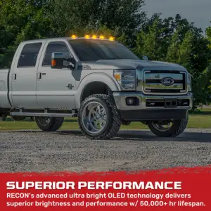 Recon Truck Accessories - 264143BKHPAM | Recon 5-Piece Smoked Cab Roof Light Kit 2-Way Front & Rear Facing Ultra High-Power Amber LEDs Smoked Lens (1999-2016 F250, F350 Super Duty For Models That DID NOT Come With Factory Cab Lights) - Image 12
