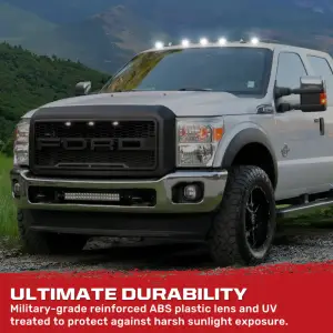 Recon Truck Accessories - 264143BKHPWH | Recon 5-Piece Smoked Cab Roof Light Kit 2-Way Front & Rear Facing Ultra High-Power White LEDs Smoked Lens (1999-2016 F250, F350 Super Duty For Models That DID NOT Come With Factory Cab Lights) - Image 11