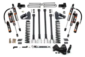 BDS2228FPE | BDS Suspension 4 Inch Lift Kit With 4 Link Conversion For Ford F-250 / F-350 Super Duty 4WD Diesel | Rear Lift 5 Inch Block With 3 Leaf Main, Fox 2.5 Performance Elite Shocks