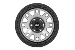 82170913M | Rough Country 82 Series Wheel | One-Piece / Machined Semi Gloss Black / 17x9 | 5x4.5 / -12mm