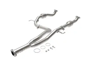 48-46011-RC | AFE Power Twisted Steel Y-Pipe 2-1/2 IN 409 Stainless Steel w/ Cat (2016-2019 Tacoma V6-35L 2WD)