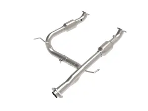 48-46006-RC | AFE Power Twisted Steel Y-Pipe 2 IN to 3 IN 409 Stainless Steel w/ Cat (2005-2015 Tacoma V6-4.0L)