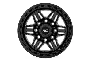 76170914 | Rough Country 76 Series Wheel | Simulated Beadlock / Gloss Black / 17x9 / 5x5.5 / 0mm