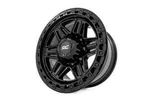 Rough Country - 76170913 | Rough Country 76 Series Wheel | Simulated Beadlock / Gloss Black / 17x9 / 5x4.5 / +0mm - Image 4