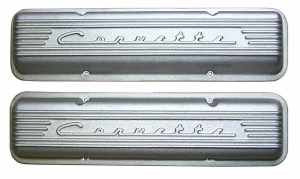 11026-AC | PML Cover Valve Covers Chevy Small Block, 265, 283, 327, 350 & 400 Engines, CORVETTE Script & Fins | Natural As-Cast Finish