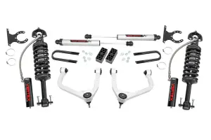28257_A | Rough Country 3.5 Inch Lift Kit For Chevrolet Silverado 1500 2WD/4WD | Aluminum Finish Control Arm, Factory Rear Mono Leaf Spring, Vertex Coilovers With V2 Rear Shocks
