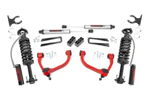 Rough Country - 54557RED | Rough Country 3 Inch Lift Kit For Ford F-150 4WD (2014-2020) | Red Finish, Vertex Coilovers, Rear V2 Monotube Shocks - Image 1