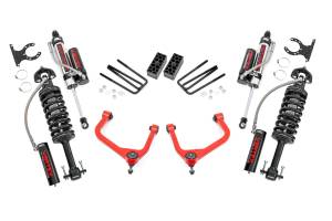 29550RED | Rough Country 3.5 Inch Lift Kit With Red Control Arms Vertex Coilovers / Vertex Rear Shocks (2019-2024 Silverado 1500 2WD/4WD | Multi Leaf Springs)