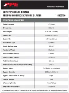 Pacific Performance Engineering - 114000750 | PPE Performance Engine Oil Filter, MicroPure XR, Replaces AC Delco PF26, Motorcraft FL-820S & Mopar MO-899 For GM 6.6L Duramax L5P - Image 6