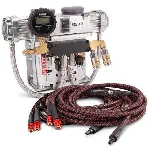 80306CS | VIAIR Dual VMS PRO Complete Air Management System | Chrome, VMS400, 4 Way Hose System: Small (Up To 100" Wheelbase)