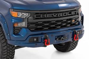13007-GJV | Rough Country FXS Front Bumper For Chevrolet Silverado 1500 2WD/4WD | GJV, Riptide Blue Paint Code, With PRO12000S Winch