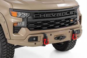 13007-GTL | Rough Country FXS Front Bumper For Chevrolet Silverado 1500 2WD/4WD | GTL, Sand Dune Paint Code, With PRO12000S Winch