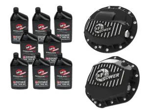 46-7701AB | aFe Power Front & Rear Differential GUARD Package, With Oil For RAM Diesel Trucks L6 (AAM 9.25-12 & AAM 11.5/11.8-14)