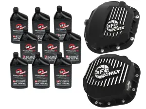 46-7704AB | aFe Power Front & Rear Differential GUARD Package, With Oil For Ford Diesel Trucks V8 (Dana Super 60 & Sterling 10.5-12)
