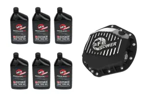 46-7706AB | aFe Power Front & Rear Differential GUARD Package, With Oil For GM Diesel Trucks V8 (AAM 9.25 & AAM 11.5-14)