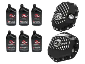 46-7707AB | aFe Power Front & Rear Differential GUARD Package, With Oil For GM Diesel Trucks V8 (AAM 9.25-12 & AAM 11.5-14)