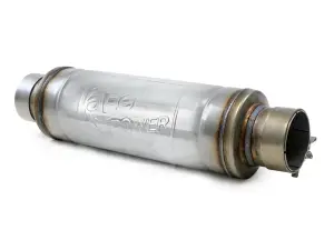 49M30059 | aFe Power MACH Force-Xp 3 Inch 304 Stainless Steel Muffler, With 3 Inch In/Out Center/Center 5 Inch Round x 14 Inch Body x 19 Inch Length | Clamp On