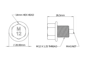 Afe - Advance Flow Engineering - 59-04005 | aFe Power Magnetic Drain Plug | M12 x 1.25 - Image 2