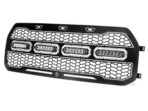 79-21001L | aFe Power Scorpion Complete Replacement Grille, Tread Design Black With LED Lights For Ford F-150 Raptor 17-20 V6-3.5L (tt) Without Camera