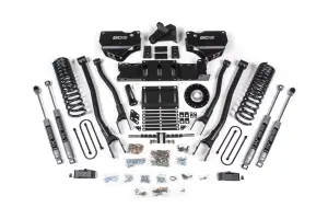BDS2158H | BDS Suspension 4 Inch Extended Travel Lift Kit With 4-Link For Ram 3500 4WD Diesel | Coil Spring / Bump Stop Extension | Rear 2 Inch Lift Block Kit With Overload | NX2 Nitro Series Shocks