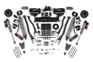BDS2159PES | BDS Suspension 4 Inch Extended Travel Lift Kit With 4-Link For Ram 3500 4WD Diesel | Coilover / Rubber Bump Stop | Rear 3 Inch Lift Block Kit With OE Air Assist | Fox 2.5 Performance Elite Shocks