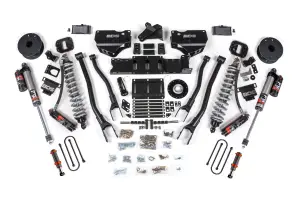 BDS2159PESB | BDS Suspension 4 Inch Extended Travel Lift Kit With 4-Link For Ram 3500 4WD Diesel | Coilover / Fox 2.0 Hydro Bump Stop | Rear 3 Inch Lift Block Kit With OE Air Assist | Fox 2.5 Performance Elite Shocks
