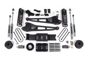 BDS2169H | BDS Suspension 4 Inch Extended Travel Lift Kit With Radius Arm For Ram 3500 4WD Diesel | Coil Spring / Bump Stop Extension | Rear 3 Inch Lift Block Kit With OE Air Assist | NX2 Nitro Series Shocks