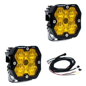 49-7815-2 | Baja Designs Squadron 2.0 Pro Black LED Auxiliary Light Pod Pair | Universal, Wide Corning Light Pattern, Amber, With Harness