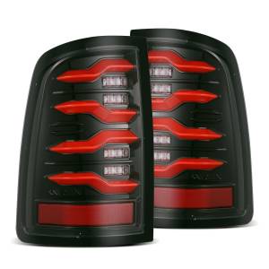 640002 | AlphaRex LUXX-Series LED Tail Lights Black-Red for Ram Truck (2009-2018)