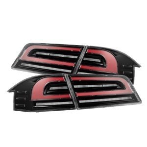 601130 | AlphaRex LUXX-Series LED Tail Lights Black-Red (With Black Trunk Center Piece Replacement) for Tesla Model S (2012-2021)