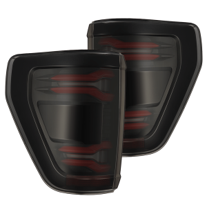 653050 | AlphaRex LUXX-Series LED Tail Lights Black-Red for Ford F150 (with BLIS) (2021-2023)